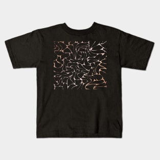 Black and rose gold metallic background Kids T-Shirt